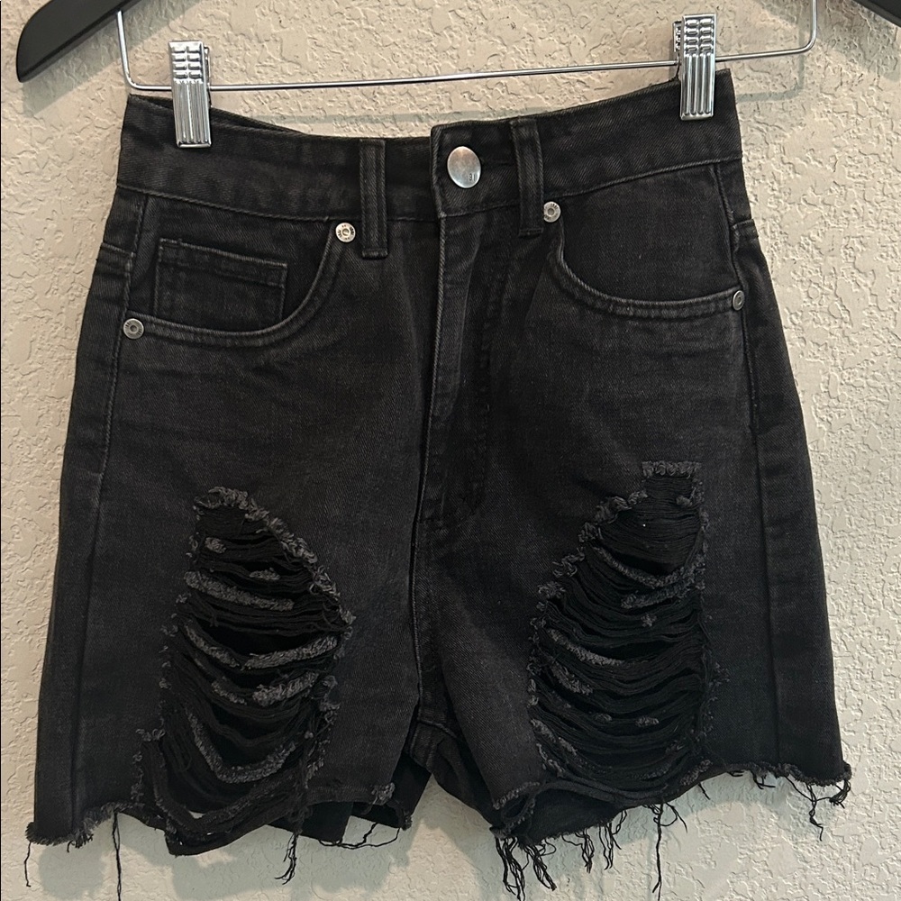 Cotton On Charcoal ripped Jean Shorts - Picture 1 of 4
